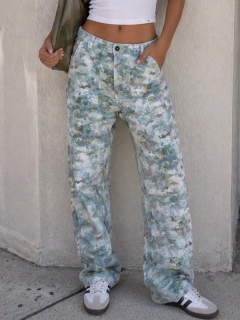 Pilcro Camouflage Waterfall The Roamer Cargo Pants - Olive Gray Camo 26